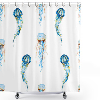 Personality  Watercolor Jellyfish Pattern Shower Curtains
