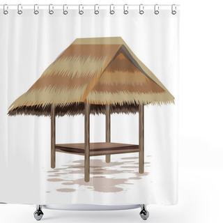 Personality  Isolate Straw Hut Vector Design Shower Curtains