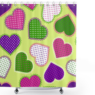 Personality  Seamless Pattern With Colorful Neon Hearts Shower Curtains