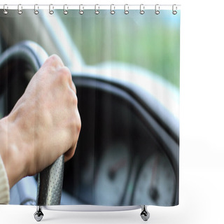 Personality  Driving A Car Shower Curtains