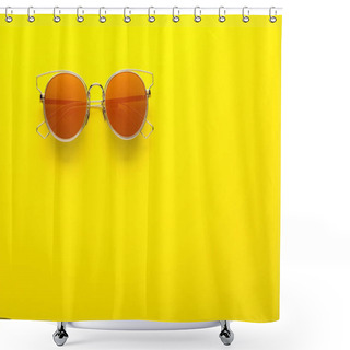 Personality  Modern Sunglasses On Yellow Background Shower Curtains