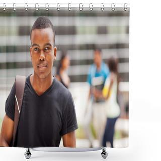 Personality  African College Boy Standing Outdoors Shower Curtains