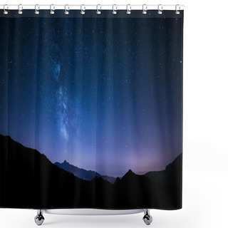 Personality  Night Sky Stars With Milky Way On Mountain Background Shower Curtains