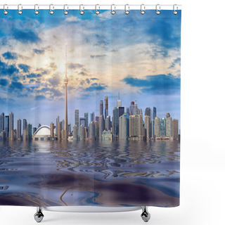 Personality  Concept Of The Flood In Ontario Lake In Toronto Due To Disastrous Consequences Of Global Warming And Climate Change Shower Curtains