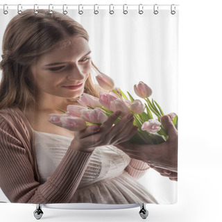 Personality  Young Woman With  Flowers Shower Curtains