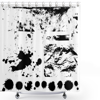 Personality  Black Scratched, Crumpled Background (splashing, Blob, Spatter, Spots, Splat, Blotch, Splash). Isolated Stain. Grunge Texture With Paint Stains, Dirty. Silhouette Of Splotches. Vector Shower Curtains