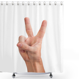Personality  Hand With Two Fingers Up In The Peace Or Victory Symbol Shower Curtains