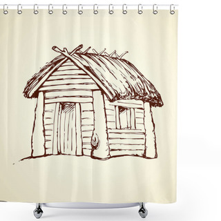 Personality  Wooden House. Vector Drawing Shower Curtains