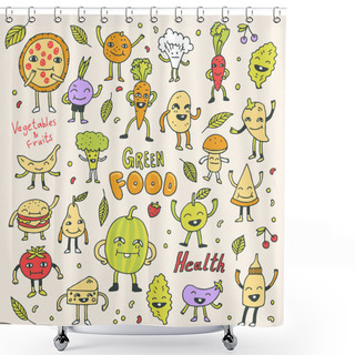 Personality  Healthy Green Vegetarian Food Shower Curtains