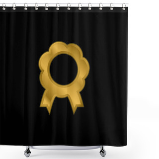 Personality  Award Flower Shape Symbolic Medal With Ribbon Tails Gold Plated Metalic Icon Or Logo Vector Shower Curtains