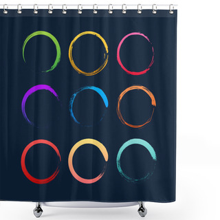 Personality  Set Of Colorful Grunge Circle Brush. Vector Stock Illustration. Shower Curtains