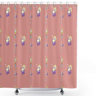 Personality  Colored Background With Different Accessories Shower Curtains