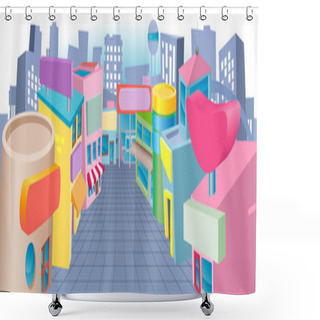 Personality  Cartoon Street Of Shops Shower Curtains
