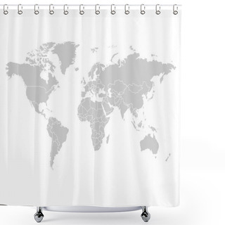 Personality  World Map In Grey Color On White Background. High Detail Blank Political Map. Vector Illustration With Labeled Compound Path Of Each Country Shower Curtains