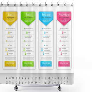 Personality  Light Pricing Table With 4 Options. Icon Set Included Shower Curtains