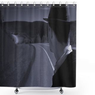 Personality  Man Looks Down A Road Shower Curtains