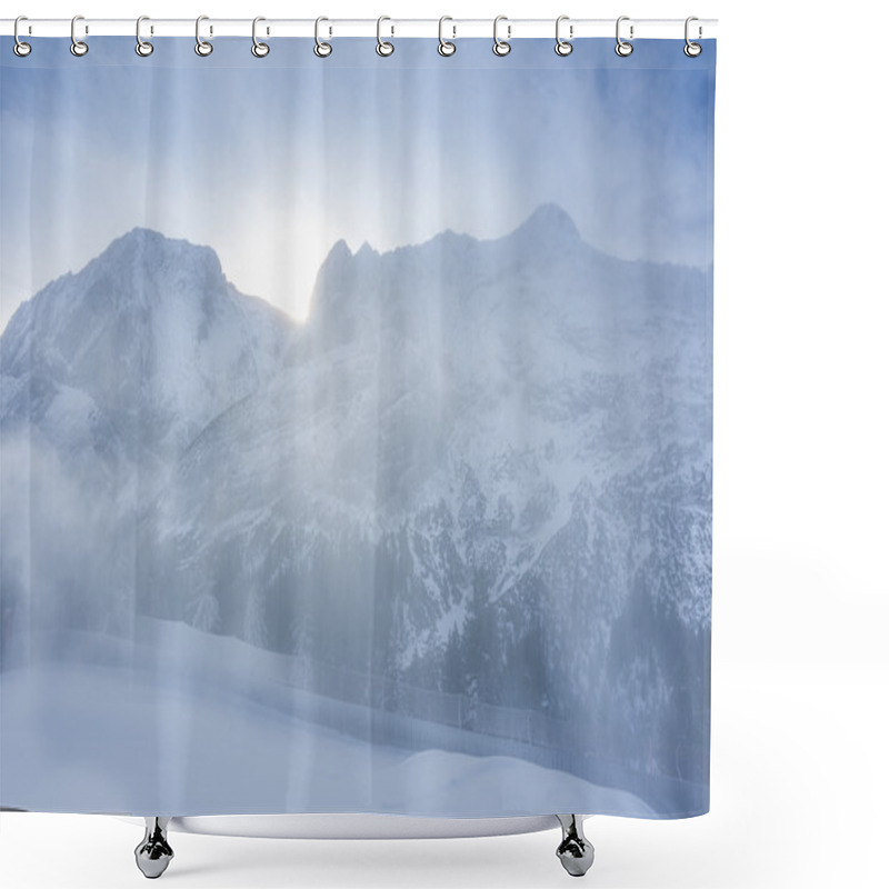 Personality  Light Snow Blizzard In The Mountains Shower Curtains
