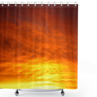 Personality  Golden Color Sunset Sky, Natural Background Shower Curtains