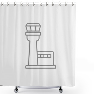 Personality  Flight Control Tower Line Icon. Shower Curtains