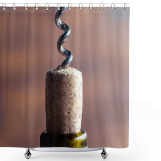 Personality  Wine Bottle With Corkscrew Shower Curtains