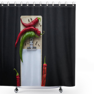 Personality  Peppers And Blank Paper Sheet Shower Curtains