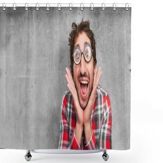 Personality  Crazy Happy Man Shower Curtains