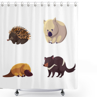 Personality  Set Of Wild Animals Of Australia On White Background Shower Curtains