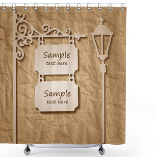 Personality  Wooden Sign On Pole With Streetlight Shower Curtains