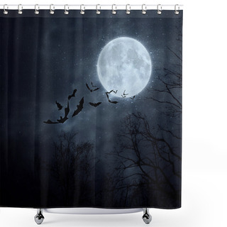 Personality  Bats Flying In The Night Shower Curtains