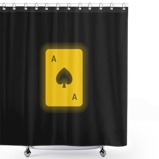 Personality  Ace Of Spades Yellow Glowing Neon Icon Shower Curtains