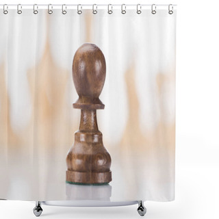 Personality  Wooden Chess Pawn On Chessboard, Business Concept Shower Curtains
