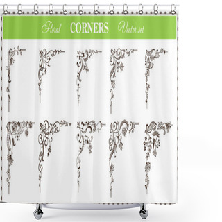 Personality  Calligraphic Floral Frame And Page Corners Set. Vector Illustration Shower Curtains