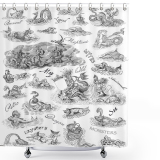 Personality  Old Monsters Illustration Shower Curtains