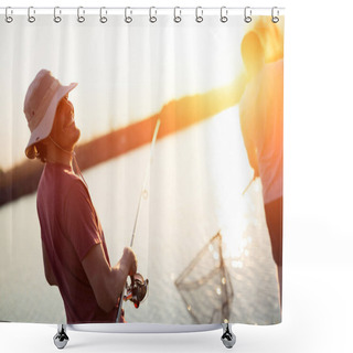 Personality  Men Fishing In Sunset  Shower Curtains