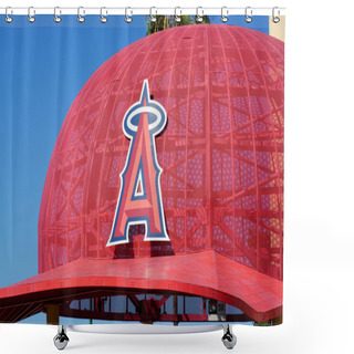Personality  Iconic Oversized Baseball Cap At Angel Stadium Of Anaheim Entran Shower Curtains