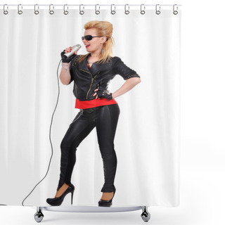 Personality  Girl Singing Shower Curtains
