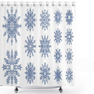 Personality  Snowflakes Isolated On White Background. Shower Curtains