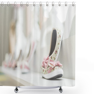 Personality  Young Girl Shoes In Children Footwear Shop Shower Curtains