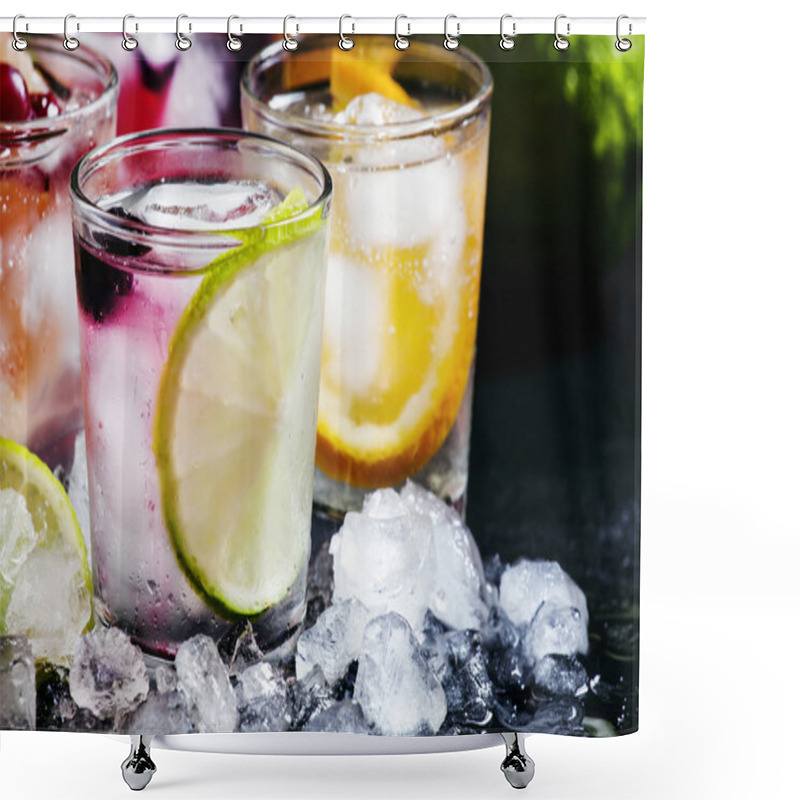 Personality  Chilled Soft Drinks With Ice, Citrus Fruits And Berries Shower Curtains