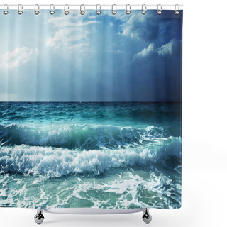 Personality  Waves At Seychelles Beach Shower Curtains