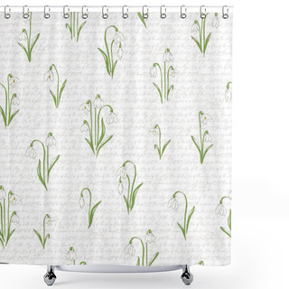 Personality  Snowdrops Flower On Calligraphic Background Hand Drawn Vector Seamless Pattern.  Shower Curtains
