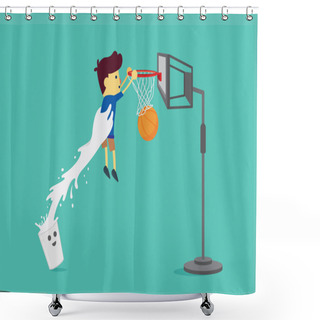 Personality  Milk Glass Lifting A Boy To Shoot A Basketball. Shower Curtains