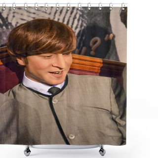 Personality  NEW YORK, CIRCA 2011 - Young John Lennon's Wax Figure In Madame Tussaud's Museum In New York Shower Curtains