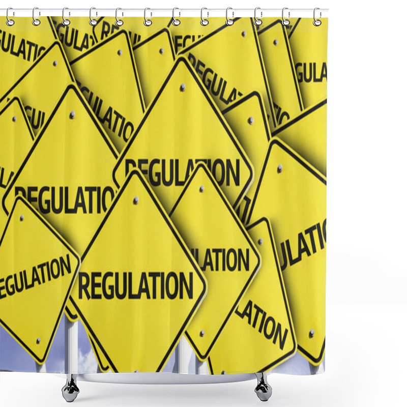Personality  Regulation Written On Multiple Road Sign Shower Curtains