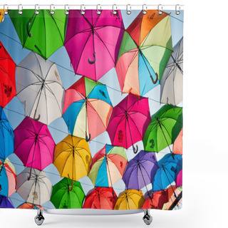 Personality  Colorful Umbrellas In The Sky Shower Curtains