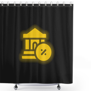 Personality  Bank Yellow Glowing Neon Icon Shower Curtains