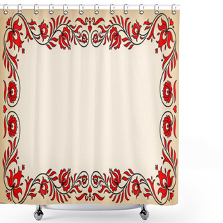 Personality  Vintage Frame With Traditional Hungarian Floral Motives Shower Curtains