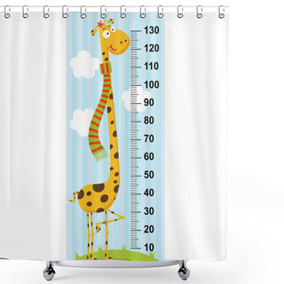Personality  Long Neck Giraffe Height Measure  Shower Curtains