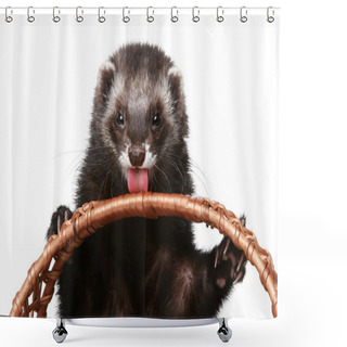 Personality  Ferret Licks Wattled Basket Shower Curtains