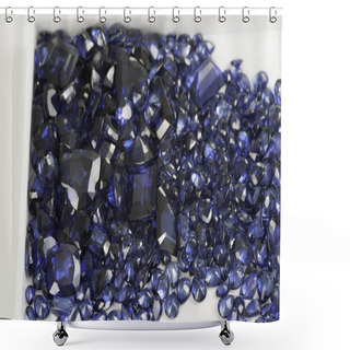 Personality  Natural Loose Blue Sapphire Gemstone. Shower Curtains